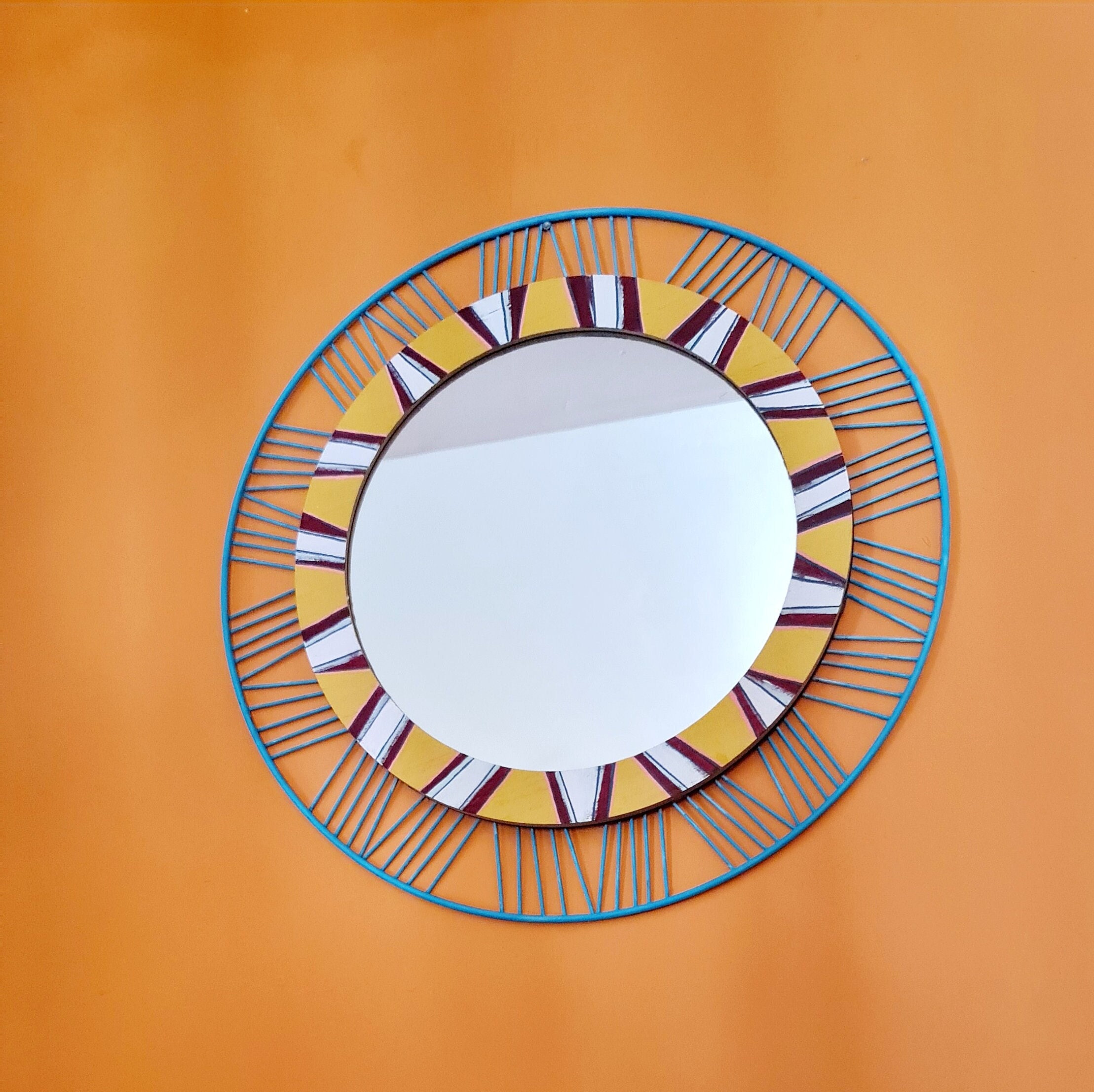 Miroir Rond Métal et Bois