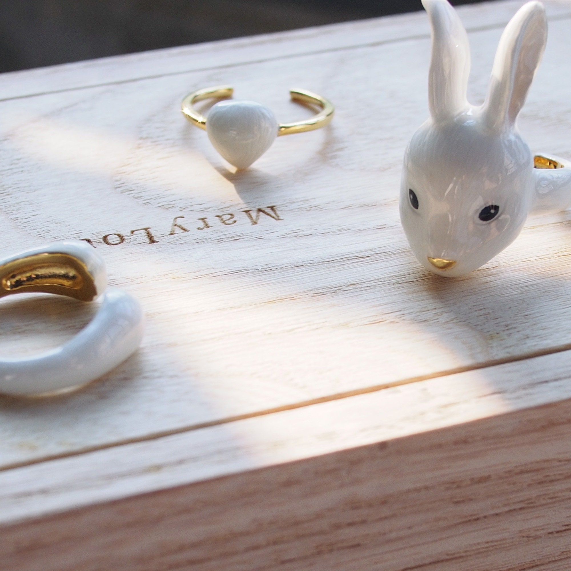3piece Rabbit rings Animal Jewelry Three pieces Ring Etsy