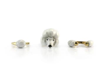 3-Piece Poodle Rings,white - Animal Jewelry  -Three pieces Ring Collection- Handcraft Jewelry