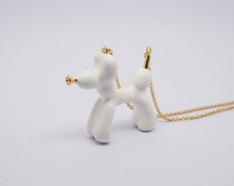 Balloon Dog Necklace - white -  Balloon dog  - Balloon dog jewellery - Balloon Dog Design