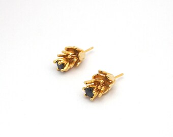 3Flower with diamond Earring,Gold - Stud earring -Marylou Jewelry