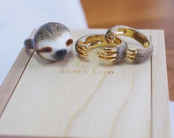 3-Piece Grey Sloth Rings ,Sloth Ring Set, Sloth Ring,Animal Ring,Three Pieces Ring Collection