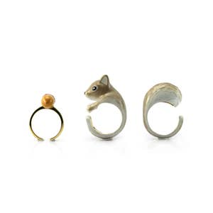 3-piece Grey Squirrel Rings Animal Jewelry three Pieces Ring Collection ...