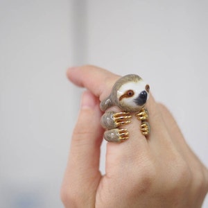 3-Piece Grey Sloth Rings ,Sloth Ring Set, Sloth Ring,Animal Ring,Three Pieces Ring Collection image 5