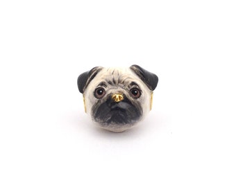 Pug Charm, Hand painted jewelry, Dog charm, Bracelet, Gift for her, Favorite pet jewelry, Mary Lou