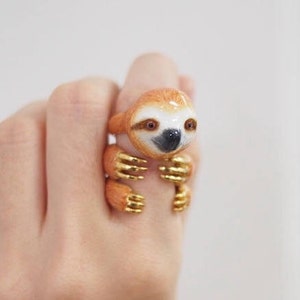 3-Piece Brown Sloth Rings  -Animal Jewelry -Three pieces Ring Collection- Handcraft Jewelry- Sloth Ring