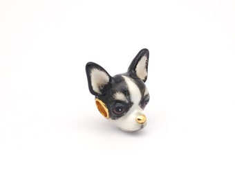 Chihuahua CHARM, Black and White, Hand painted jewelry, Dog charm, Bracelet, Gift for her, Favorite dog, Mary Lou