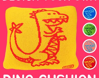 Customizable Dinosaur Cushion: 16" Square, 100% Merino Lambswool Knit