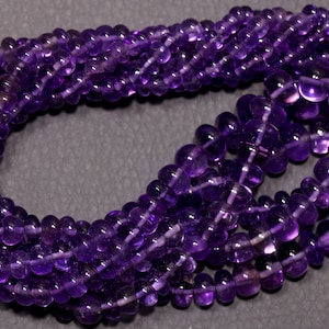 Amethyst Smooth Rondelle Beads,Natural Gemstone Beads,Jewelry Making Stone,Bracelets Supplies16 inches,Size 3-8mm.