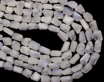 Rainbow Moonstone Faceted Nugget,Semi Precious Beads, Natural Moonstone,Jewelry Making Gemstone,Nugget Strand, 7  - 10mm Nuggets, 8"Strand.