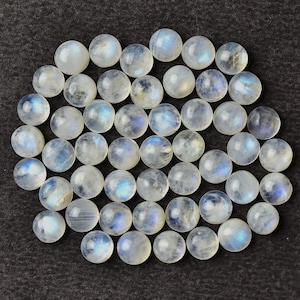 6 MM, Rainbow Moonstone Round Cabochon, Pack of 5 Pieces, Jewelry Supplies, Natural Semiprecious Gemstone, Jewelry Making Stone Cabs.
