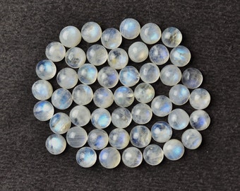 6 MM, Rainbow Moonstone Round Cabochon, Pack of 5 Pieces, Jewelry Supplies, Natural Semiprecious Gemstone, Jewelry Making Stone Cabs.