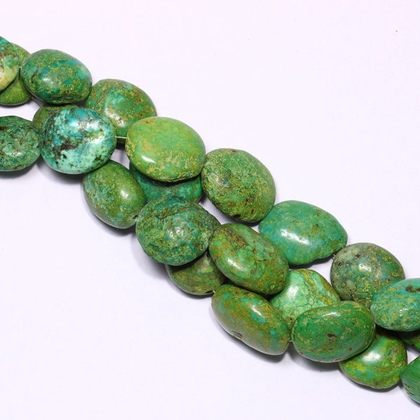 Turquoise Magnesite Nuggets Smooth Shape,Green Turquoise,Natural Semi Precious Stone,Necklace Gemstones,8 inches,15-25mm Size.