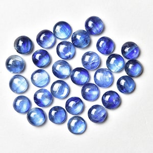 Cabujón redondo de cianita azul de 6 mm, paquete de 3 piezas, suministros para hacer joyas, piedra preciosa azul, cabujón de piedra natural, gemas semipreciosas.