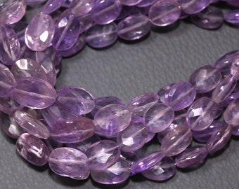 Pink Amethyst Faceted Oval Beads,Natural Semi Precious Briolettes,Bracelets Supplies,9 inches,Size 9-12mm.