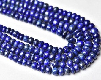 Lapis Lazuli Smooth Rondelle Beads, Gemstone Beads, 15" Strand, Blue Stone Beads, Jewelry Making Supplies, DIY Supplies, 5 - 8 MM.