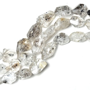 Natural Form Herkimer Diamond Quartz Beads, 10 Pieces,Jewelry Making, Natural Shape Drilled Rough, Earring Necklace Supplies, 8 - 11 MM.