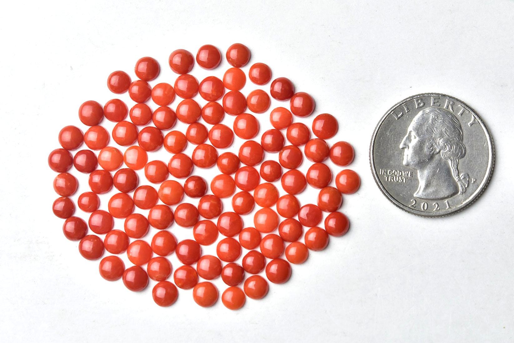 Tiny Red Rocks Puerto Rico Italian Natural Coral Round Cabochons, 5 Pieces Pack, 4.5 - 5MM ...