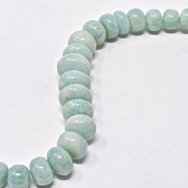 Amazonite Smooth Big Rondelle Gemstone Beads,Light Green Blue Gemstones,Graduated,Indian Gems,Jewelry Necklace Supplies,6.5-14mm,6.5" Strand