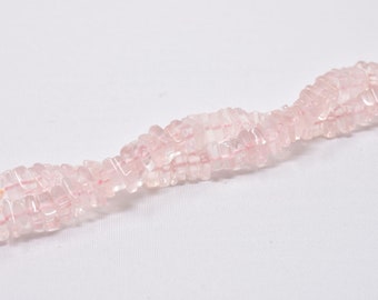 Rose Quartz Smooth Flat Square Gemstone Beads, Light Pink Stones, Indian Semiprecious Gems, Jewelry Necklace DIY, 4.5mm, 16" Strand