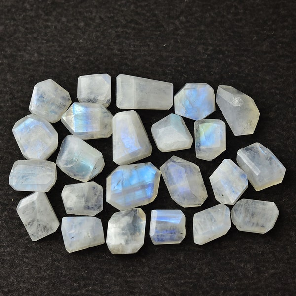 4 Pieces Pack, Rainbow Moonstone Faceted Nugget Stone, Undrilled, Semi Precious, Natural Gemstone, Jewelry Making, Ring Supplies, 8 - 10 MM.