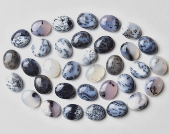 8x10 MM, Dendrite Opal Oval Cabochon Stone, AAA grade Opal, Pack of 3 Pieces, Jewelry Supplies, Natural Opal Gemstone for Jewelry Making.