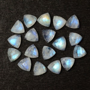 8 MM, Rainbow Moonstone Rosecut Faceted Trillion Shape, 3 Pieces Pack, Flat Back, Jewelry Making Supplies, Loose Gemstone Gems Jewelry