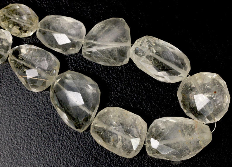 Crystal Faceted Nuggets,Genuine Rock Crystal Nugget Strand,Earth Mined Gems,Jewelry Supplies,8 inches,17-23mm Size.,Genuine Gemstone.