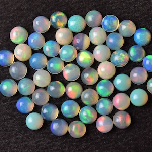 5 MM, Ethiopian Opal Round Cabochon, AAA grade Opal, Pack of 2 Pieces, Jewelry Supplies, Natural Opal Stone Cabs for Jewelry Making.