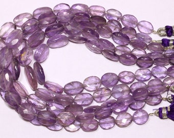 Pink Amethyst Faceted Oval Beads,Genuine Stone, Semi Precious Briolettes,Bracelets Supplies,8 inches,Size 9-12mm.