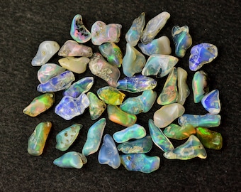 Flashy Ethiopian Opal Natural Shape Rough Polished, Pack of 10 Pieces, 8MM - 11MM, Undrilled, Jewelry Making Supplies, Wire Wrapping Gems.