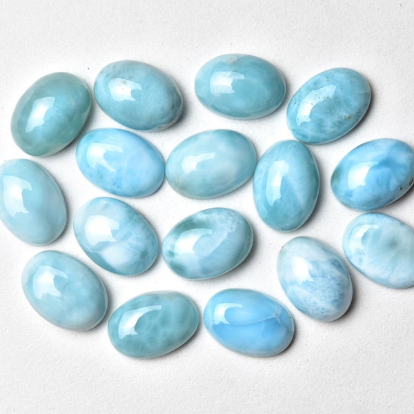 10x14 MM Larimar Oval Shape, smooth Cabochons, Pack of 2 Pieces, Jewelry Supplies, Semi Precious stone for Jewelry Making, DIY Supplies.