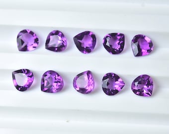 4.5 MM, African Amethyst Heart Cutstone Faceted, AAA grade Stone, Pack of 5 Pieces, Jewelry Supplies, semiprecious Gemstone, Jewelry Stone.