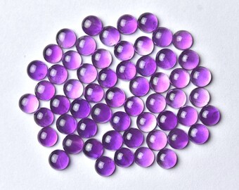 4 MM, Amethyst Round smooth Cabochons, Pack of 5 Pieces, Jewelry Supplies, Semi Precious stone for Jewelry Making, DIY Supplies.