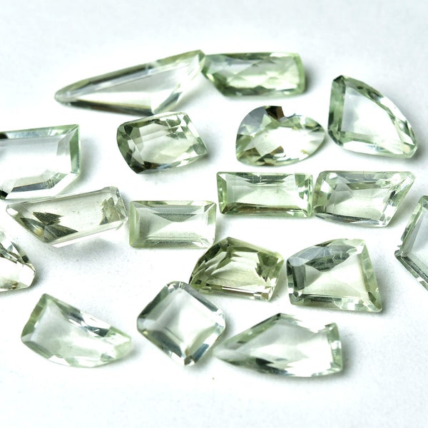 Prasiolite Green Amethyst Geometric Shape Cutstone Faceted Stone, AAA grade Gems, Pack of 3 Pieces, 14-16 MM, Jewelry making Gemstone.