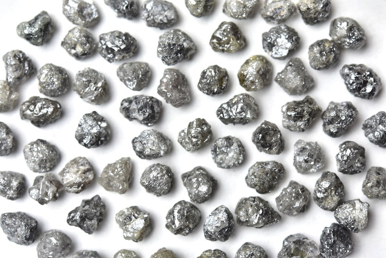Natural Diamond Rough, Dark Gray Diamond, Natural Form Diamond, Raw Diamond, Jewelry Supplies, Precious Gems, Pack of 5 Pieces, 4.5 - 6 MM. image 2