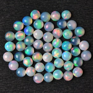 5 MM, Ethiopian Opal Round Cabochon, AAA grade Opal, Pack of 2 Pieces, Jewelry Supplies, Natural Opal Stone Cabs for Jewelry Making.