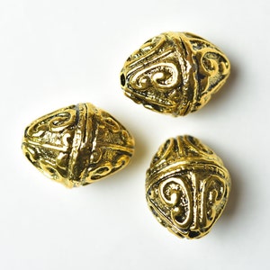 Large Gold Color Metal Bead, Spacer Beads, Antique Vintage Style, Indian Ethnic Jewelry, 19X15MM, Jewlery Making Supplies.