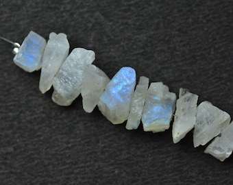 Rainbow Moonstone Beads, Natural Form Rough Gemstone, Pack of 10 Pcs, 1MM Drilled Rough, Jewelry Making, Earring Supplies, Size 10 - 18MM.