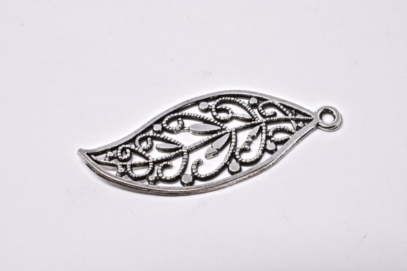 Silver Leaf Pendant 17x39mm Rajasthan India Nature Boho - Silver Leaf Pendant India Silver Leaf Pendant 17x39mm Rajasthan India Nature Boho - Silver Leaf Pendant India
