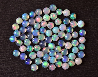 4 MM, Ethiopian Opal Round Cabochon, AAA grade Opal, Pack of 5 Pieces, Jewelry Supplies, Natural Opal Gemstone for Jewelry Making.