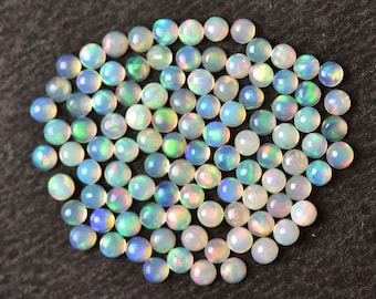 3 MM, Ethiopian Opal Round Cabochon Stone, AAA grade Opal, Pack of 4 Pieces, Jewelry Supplies, Natural Opal Gemstone, DIY Jewelry Making.