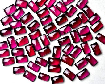 Garnet Rectangle Cabochons Smooth Polished, Pack of 5 Pieces, 3x5 MM, Jewelry Supplies, Semi Precious stone, Jewelry Making, Red Gemstone.