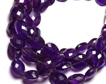 Amethyst Faceted Briolettes, Top Quality Gems, Oval Beads,Natural Semi Precious Briolettes,Bracelets Supplies,8" strand, Size 11mm -13mm.