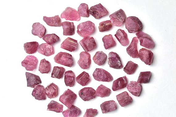 Pink Tourmaline Rough Stone, Natural Raw Gemstone, Rubellite Tourmaline, Pack of 5 Pieces, 6 - 10 MM, Jewelry Making, Ring,Pendant Supplies.