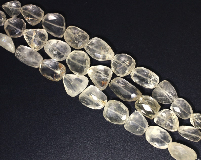 Crystal Faceted Nuggets,Genuine Rock Crystal Nugget Strand,Earth Mined Gems,Jewelry Supplies,8 inches,17-23mm Size.,Genuine Gemstone.
