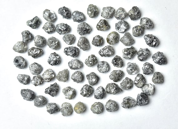 Natural Diamond Rough, Dark Gray Diamond, Natural Form Diamond, Raw Diamond, Jewelry Supplies, Precious Gems, Pack of 5 Pieces, 4.5 - 6 MM.