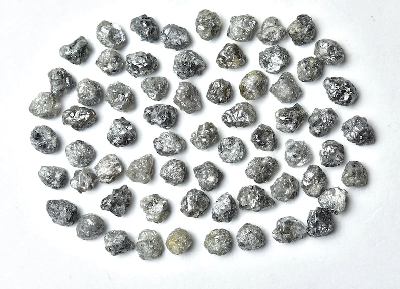 Natural Diamond Rough, Dark Gray Diamond, Natural Form Diamond, Raw Diamond, Jewelry Supplies, Precious Gems, Pack of 5 Pieces, 4.5 - 6 MM. image 1