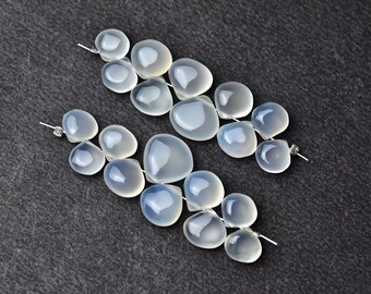 Chalcedony Beads, 10 Pieces Pack, Plain Heart Briolette Gemstone, 9-11 MM, Jewelry Making Supply, Earring Supplies, Off White Stone.