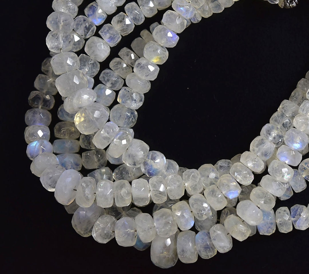 Rainbow Moonstone Faceted Rondelle Gemstone Beads, Natural Stone ...